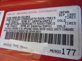 1994 MITSUBISHI MIGHTY MAX PICK UP RED 3.0 MT 4WD 203945